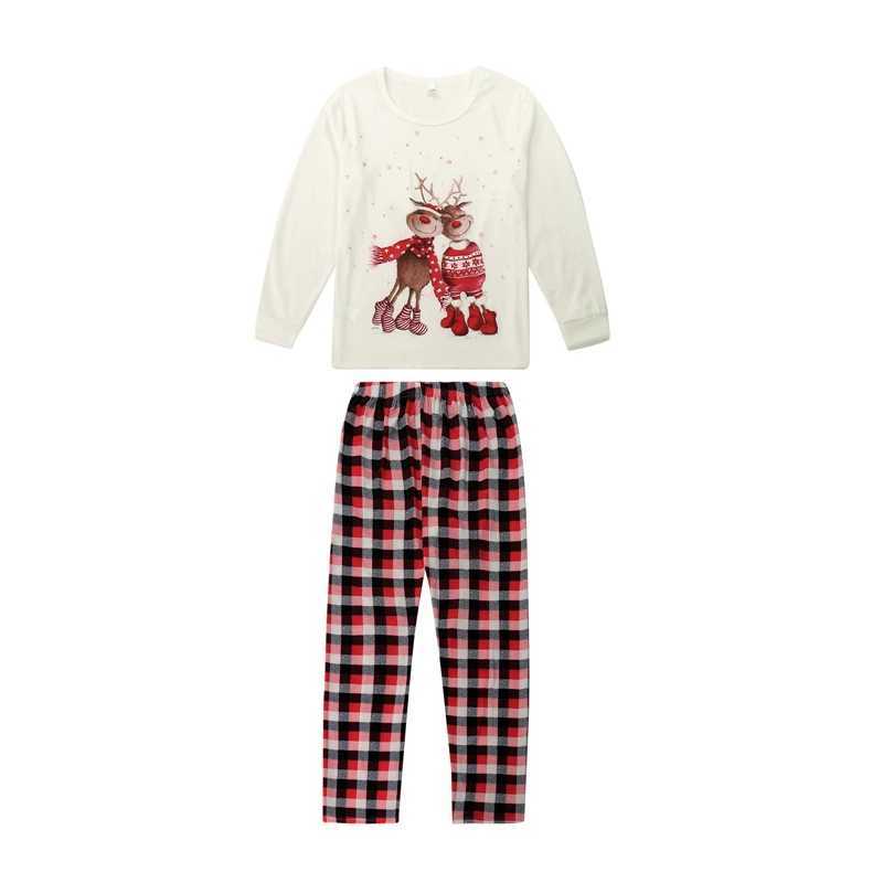 Dog Family Christmas Matching Pajama Set Cartoon Elk Printed Long Sleeve T-shirt Flat Pants Parents and Childrens Clothing W241008