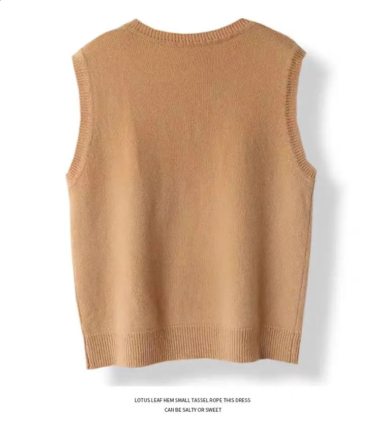 Spring and summer pure wool knitted vest round neck with floral embroidery n simple fashionable 241007