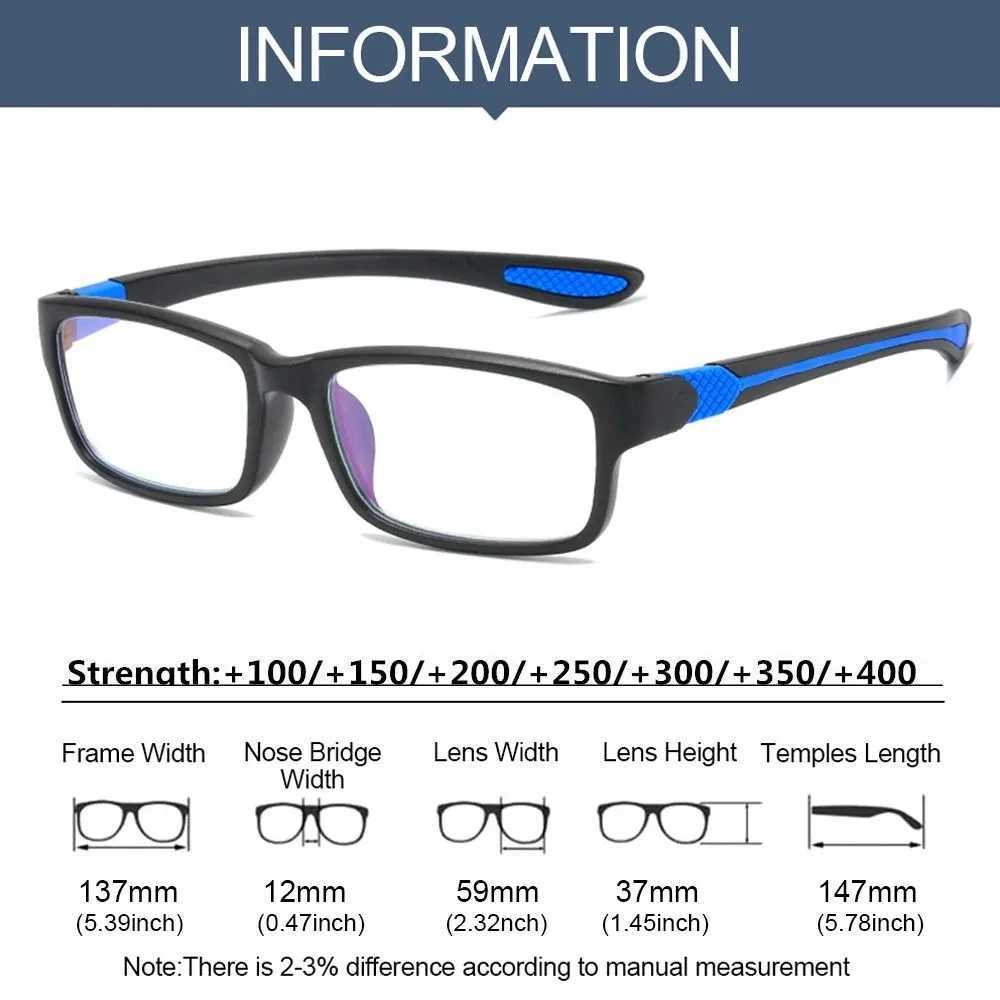 Reading Glasses Men Women Sports Anti-blue Light Reading Eyewear Black Red TR90 Frame Presbyopia Eyeglasses +100 to+400 glassesX241008