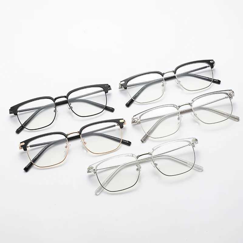 Retro Eyebrow Glasses Frame Anti Blue Light Myopia Eyeglasses Casual Half Frames Men Design Classic Flat Light Glasses FemaleX241008