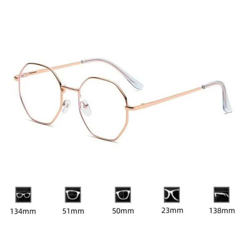 Retro Unisex Polygon Anti Blue Light Glasses Metal Frame Flat Ocular Fashion Comfortable Transparent Spectacle For Women MenX241008