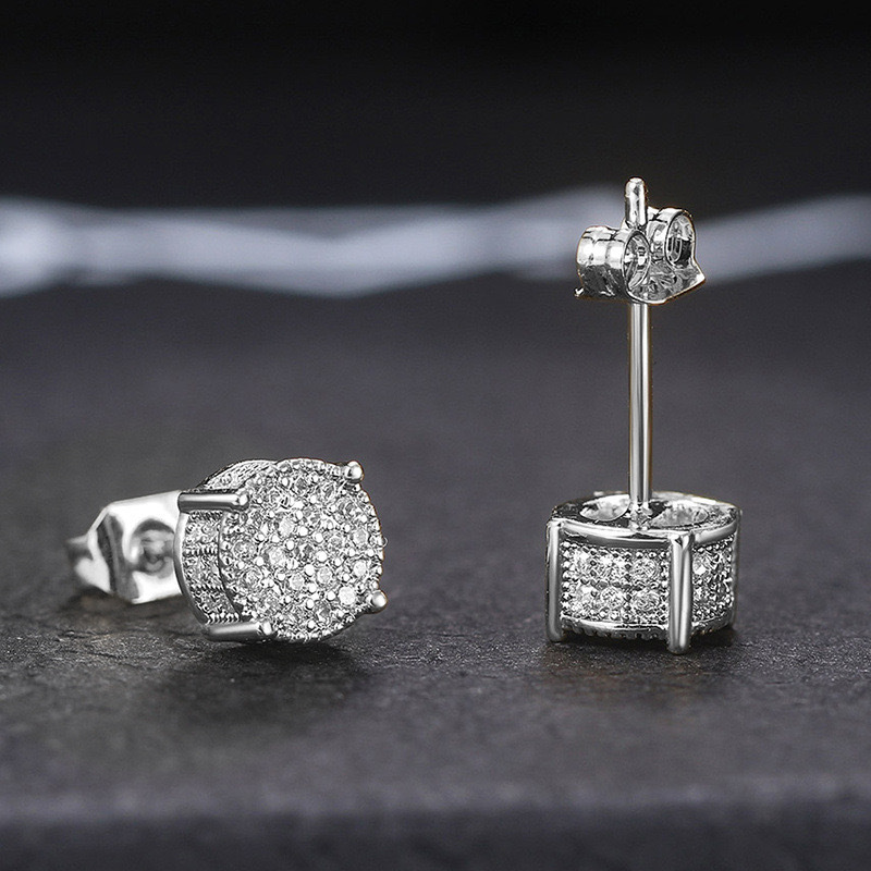 Full Zircon Stud Earrings Designer Jewelry 925 silver Gold filled Square Round Heart Cut CZ Diamond Punk Stud for Men Women Design Body Fine Jewelry G
