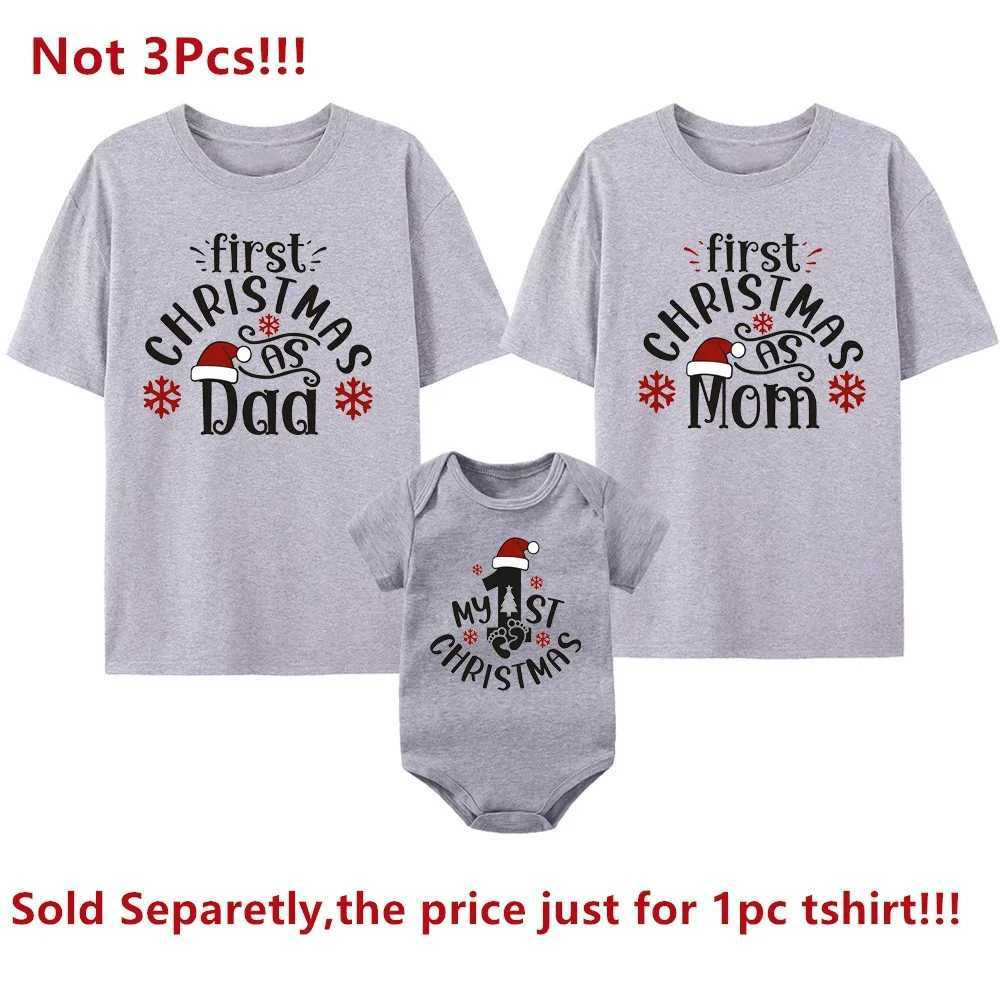 New First Christmas Family Match Shirt Fun First Christmas as Dad/Mom Baby First Christmas Family Appearance Holiday T-shirt Set W241008