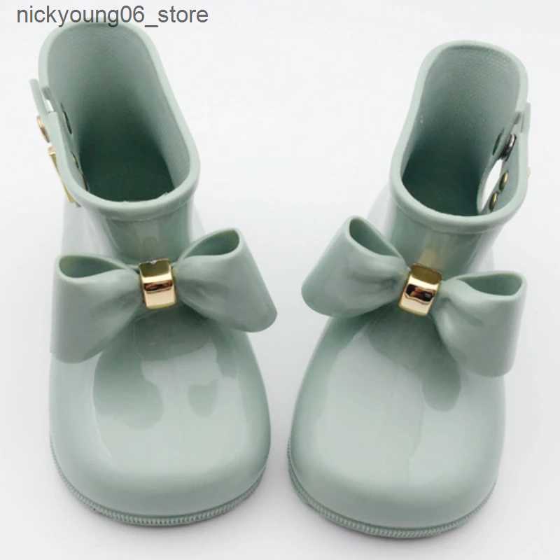 Boots Children Rain Boots Fashion Bow Metal Buckle Girls Boot Cute Toddler Infant Waterproof Shoes Kids Non-slip Water Shoes L240910