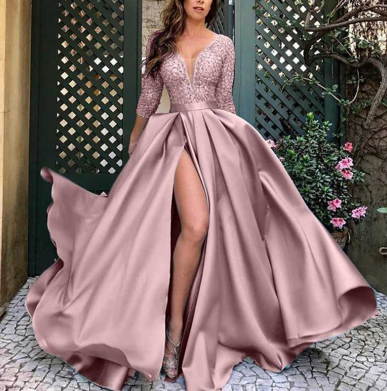Casual Dresses New Womens Lace Bead Sexy Long Skirt Tail Banquet Evening Dress Urban Sexy Dresses 240924