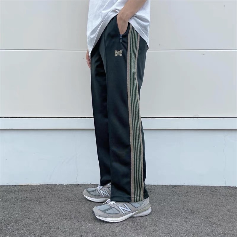 needles track butterfly pants trendy brand niche hanging loose fitting men's and women's straight tube sports casual long pants