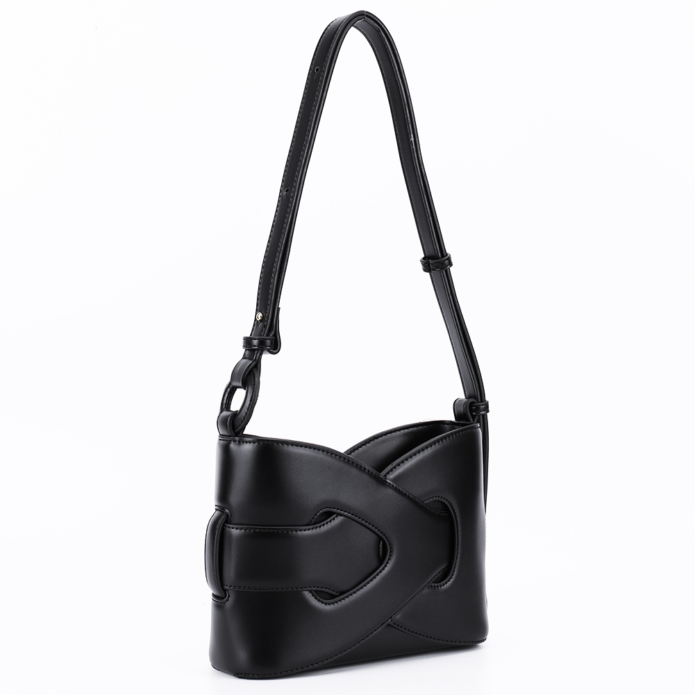 Intertwined Fashion Handbag PU Leather Chic Underarm With Adjustable Strap Trendy Crossbody Bag Solid Color Everyday Purse