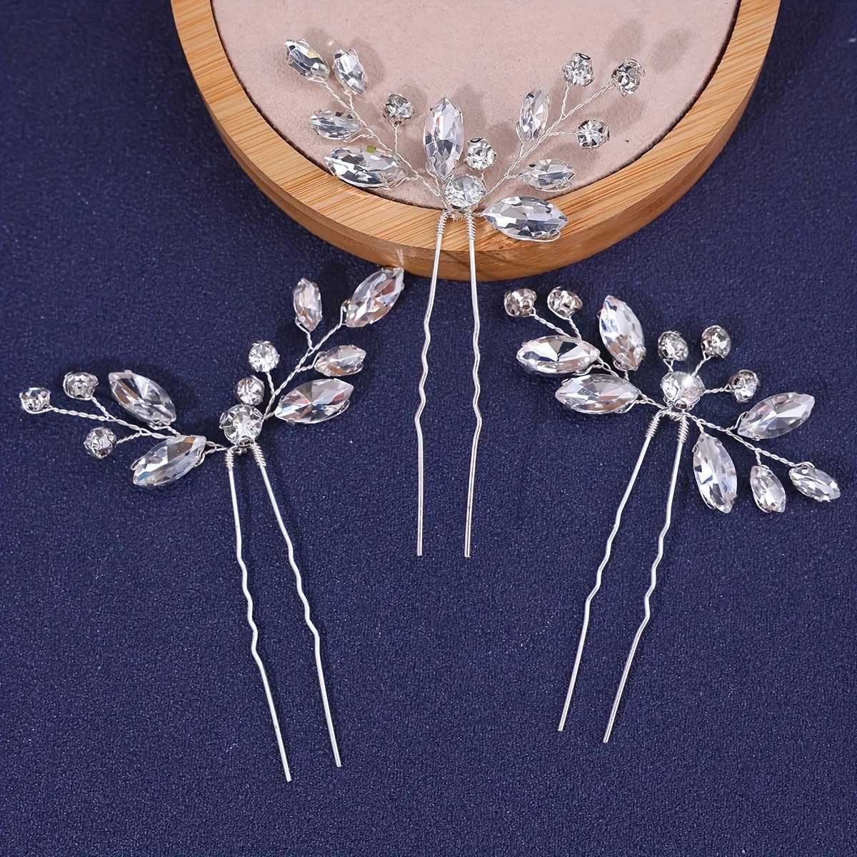 3 Bridal Wedding Crystal Hair Pin Flower Bridal Hair Accessories for Women and Girls Wedding Hair W241007
