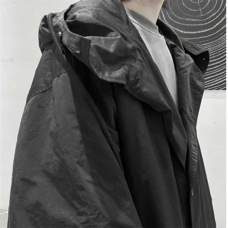 Mens mid length cotton windproof jacket black jacket windproof jacket fashionable 2021 new winter cotton jacket W241007