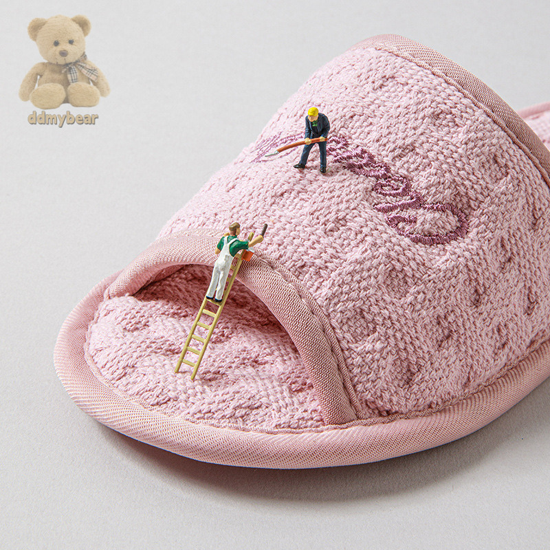 Ddmybear Pure Soft Sole Silent With Exposed Toes, Neutral Comfortable, Machine Washable, Simple And Versatile Cotton Slippers Chinese Brand Shoes F100