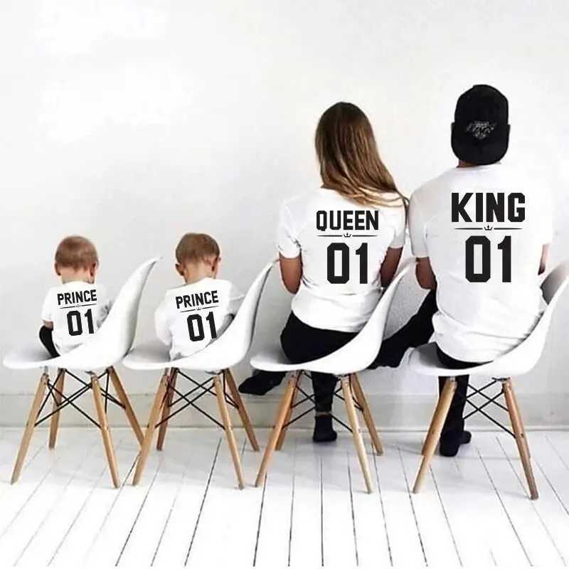 Family Matching Outfits Summer T Shirt Costume Matching Family King Queen Prince Princess Print Clothes For Parents And ChildrenXJ241008