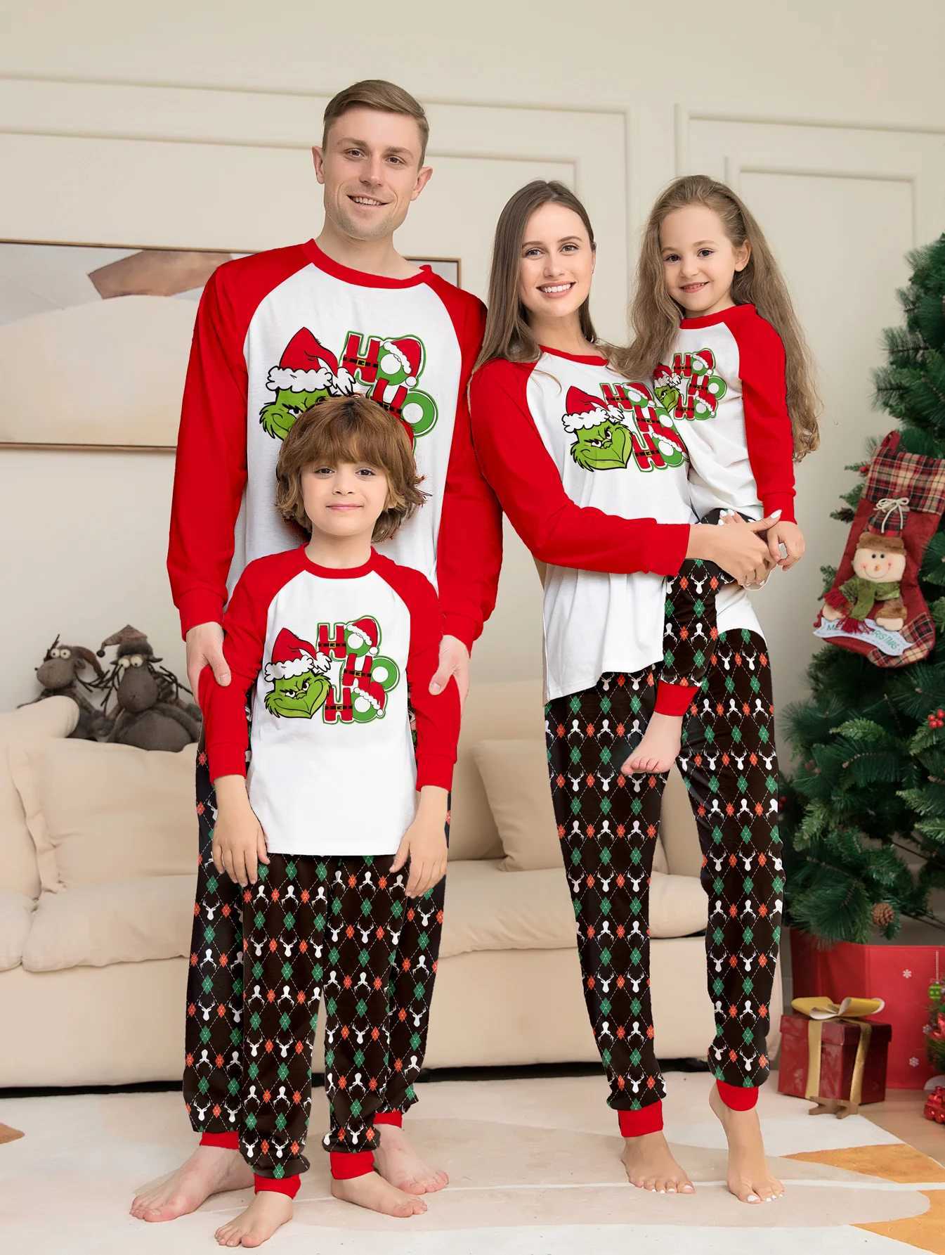 Mom Dad Child 2-piece Sleepwear Set Baby Casual Loose Sleepwear Christmas Family Appearance Sleepwear Family Matching Set W2410083