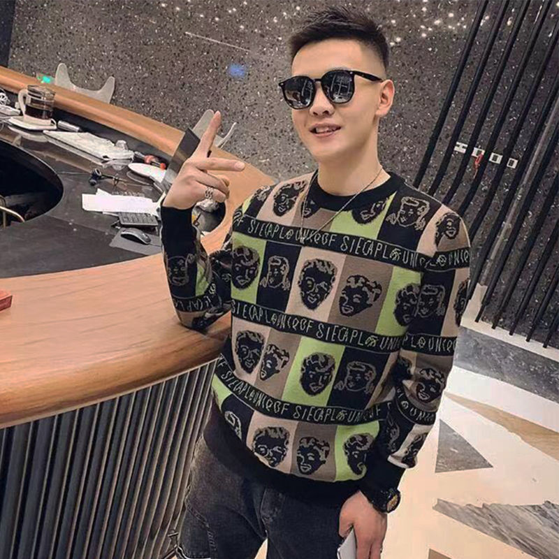 Designer winter fleece sportswear men's Korean style autumn winter cool pine versatile fashion brand 2024 personalized printed base shirt