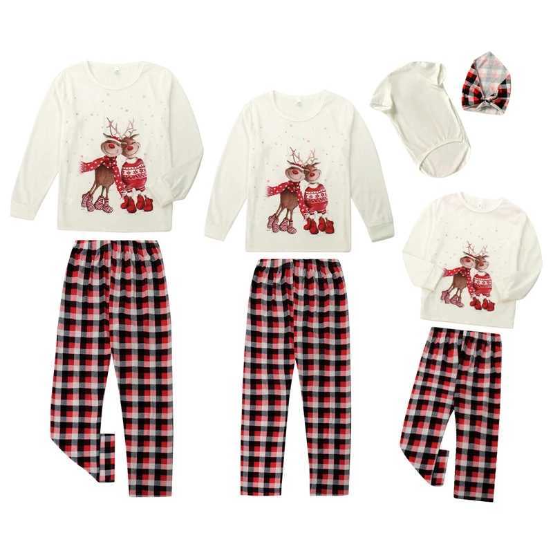 Dog Family Christmas Matching Pajama Set Cartoon Elk Printed Long Sleeve T-shirt Flat Pants Parents and Childrens Clothing W241008