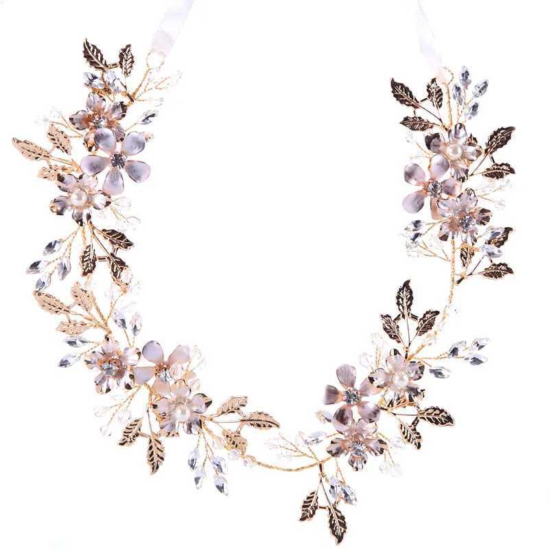 1 piece of bridal jewelry leaf headband gold headband wedding accessories hair strap W241007