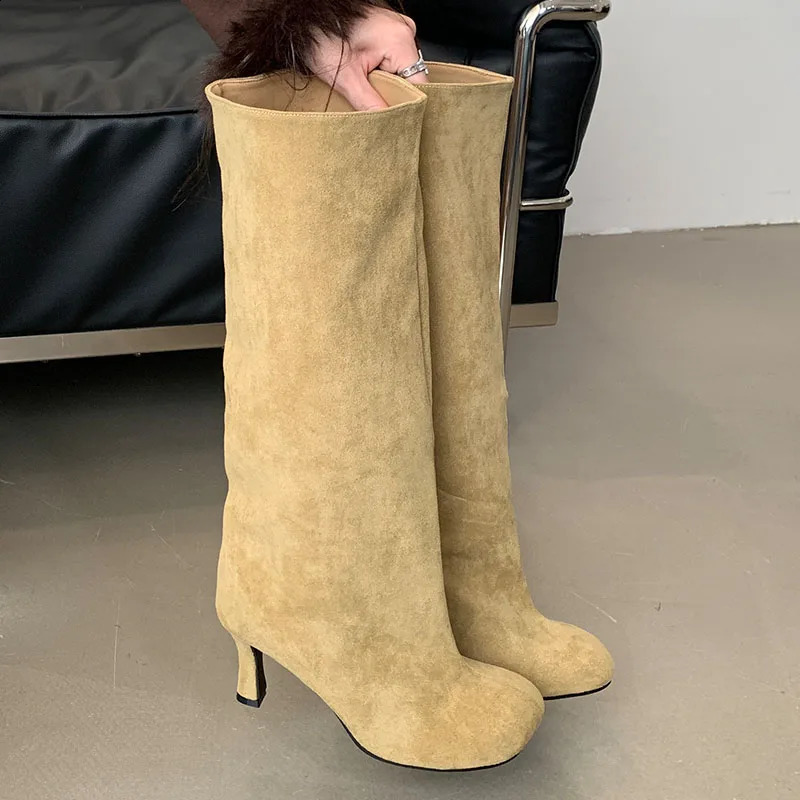 Long Socks Skating Shoes Womens Knee Modern Boots Fashion Round Toes Womens Long Boots Womens High Heels 241007