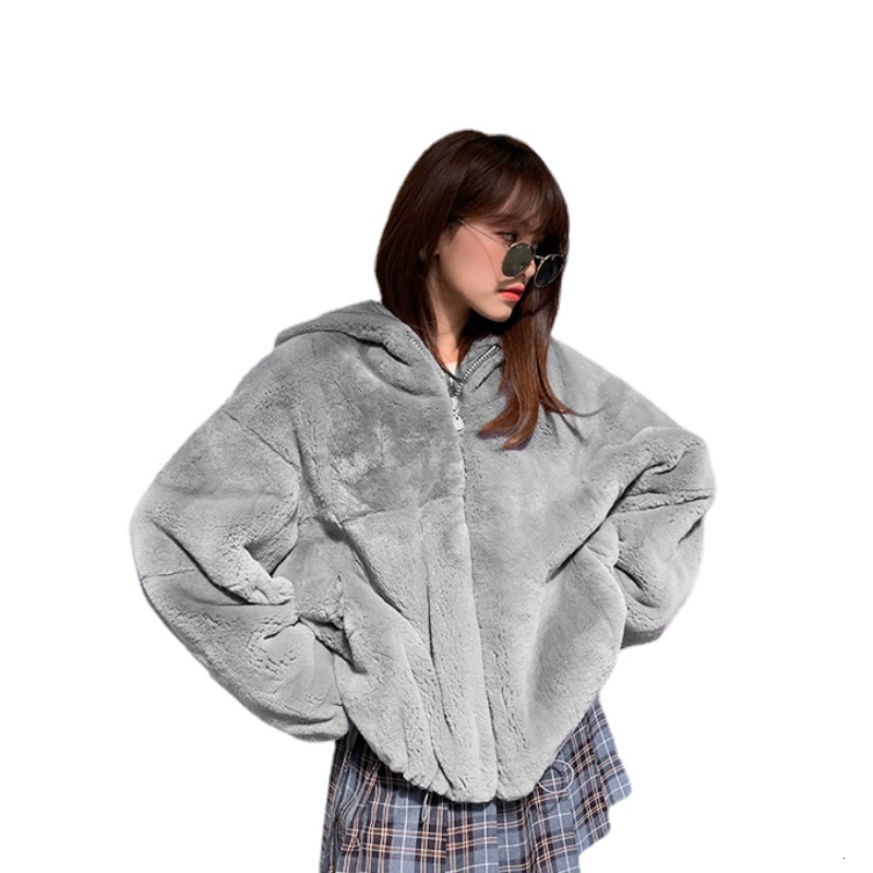 Hooded Leopard Women Faux Fur Loose Thick Warm Plush Jacket Fluffy Coat Female Winter Chamarras Para Mujeres 4Xl