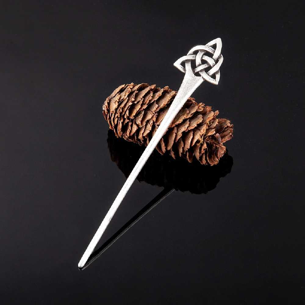 Vintage Norwegian Celtic knot hair clip medieval womens antique silver plate hair clip Viking jewelry hair accessory Icelandic accessories W241007