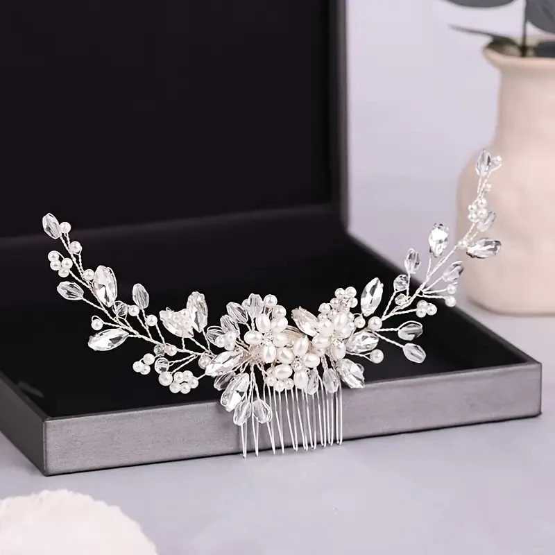 Wedding pearl comb handmade womens hair accessories headwear jewelry for brides W241007