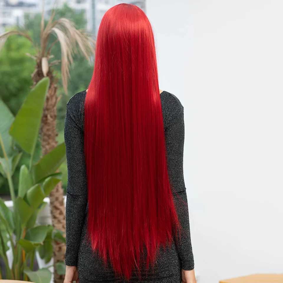 40inch Synthetic Button Net Red Long Vacation Hair Mid Section Role Playing Wig Suitable For Parties Daily Wear For WomenXJ241008