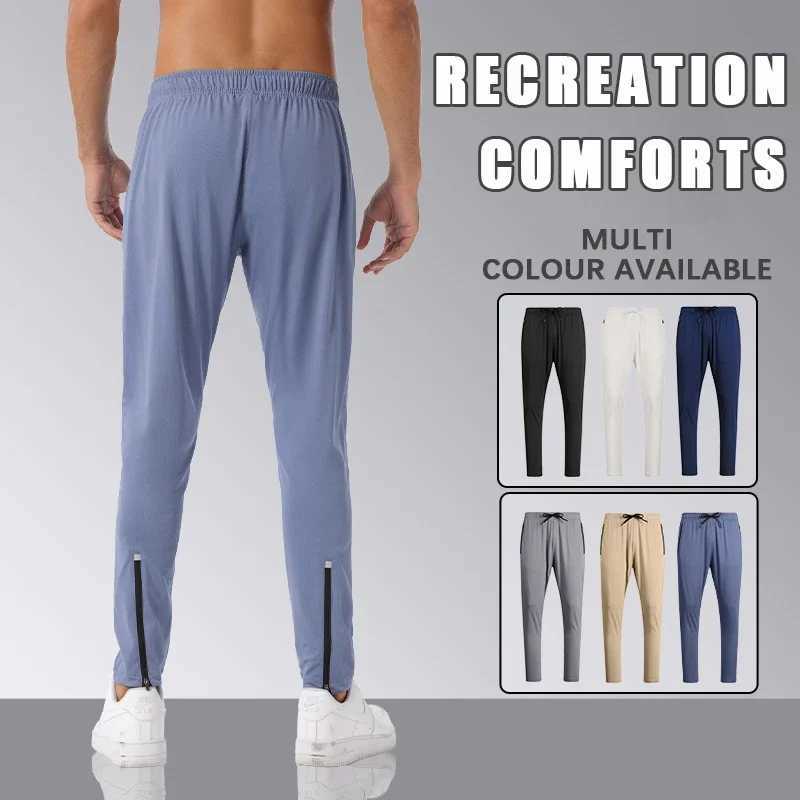 Mens Ice Silk Comfort Fitness Sweatpants Running Solid Color Elasticity Legging Bodybuilding Yoga Quick Dry Pants Go HikingX241008