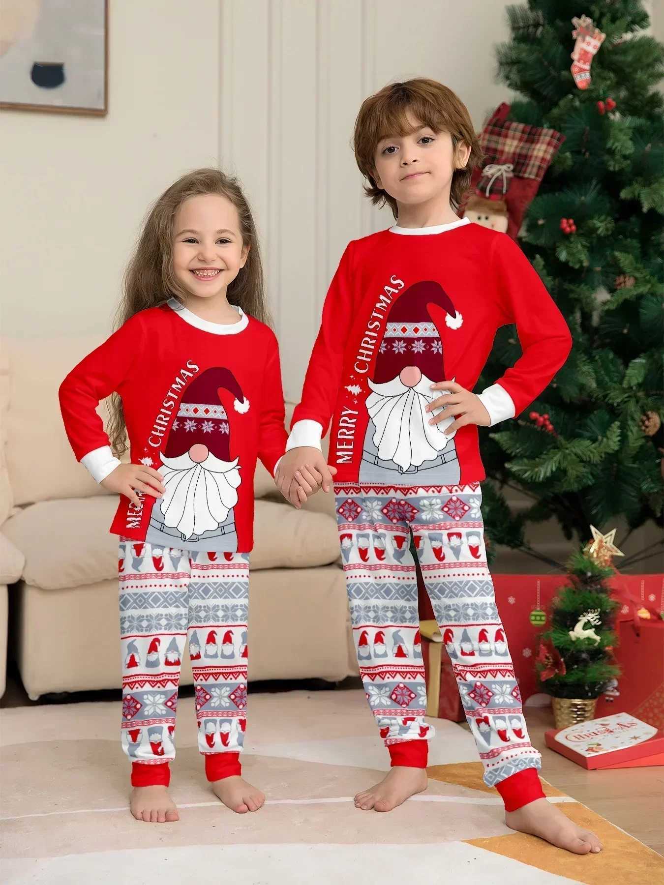 Merry Christmas Santa Claus printed parent-child matching pajamas set soft and cute boy and girl clothing set pajamas W241008