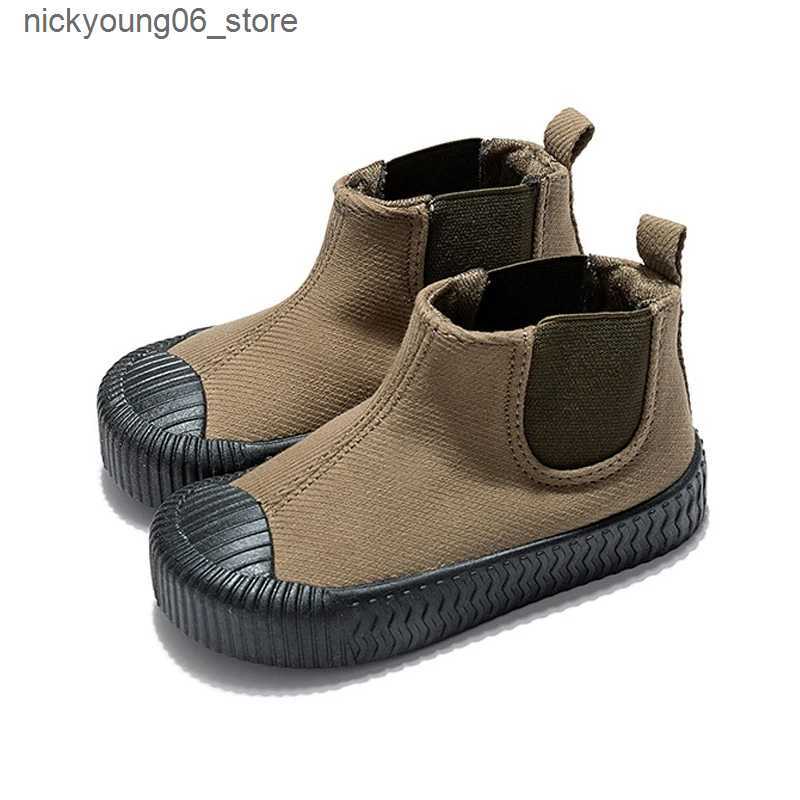 Boots Children high-top canvas shoes baby with cotton warm soft bottom cute biscuit shoes spring autumn boys girls school canvas L240910
