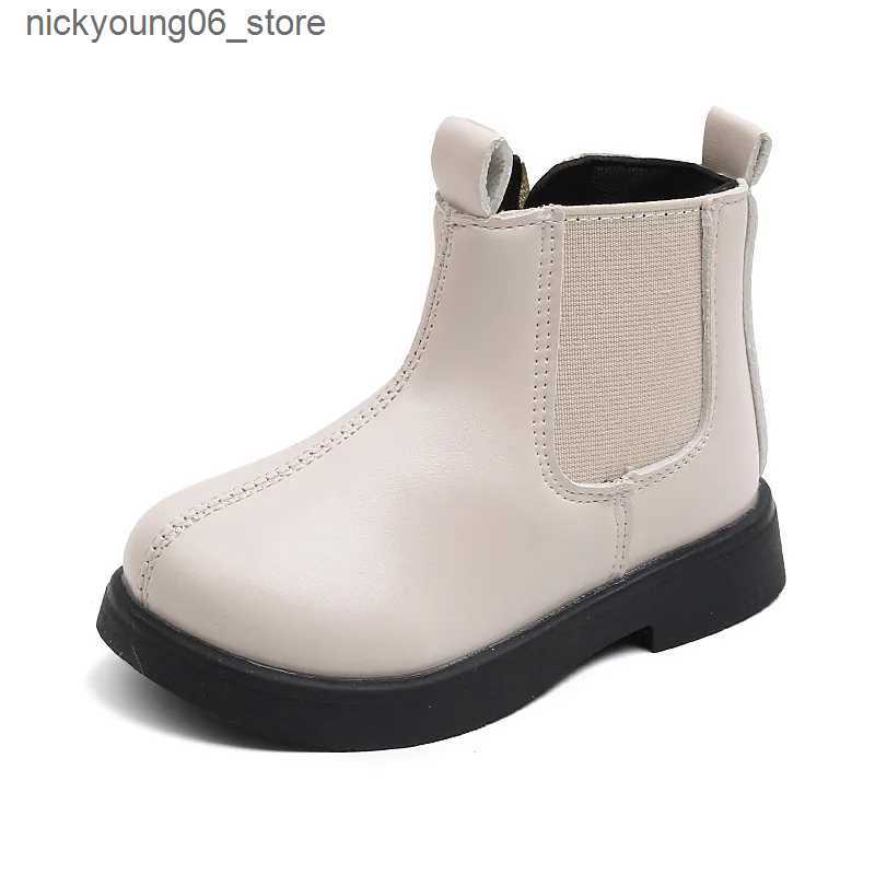 Boots New Fashion Childrens Boots for Boys Britain Style Black Beige Boots Girls Short Boot Kid Chelsea Boots Non-slip Britain Style L240910