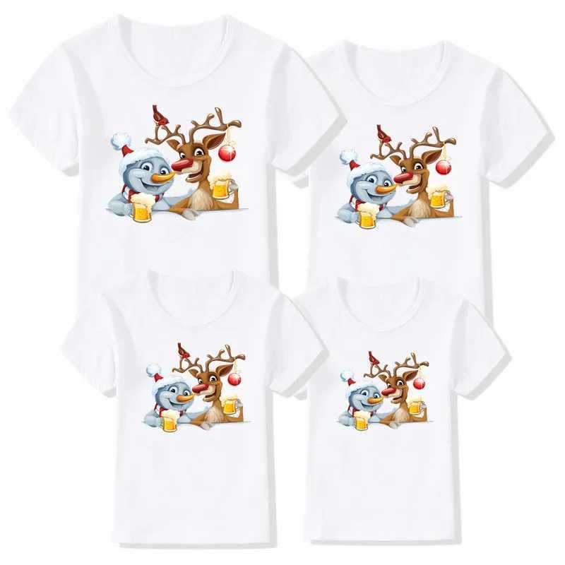 1 piece of Merry Christmas family matching T-shirt for mom dad daughter son fun matching T-shirt for mom dad child baby clothing W241008