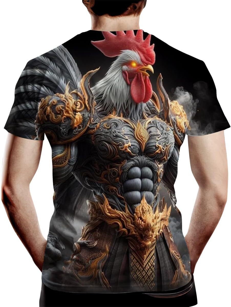Mens T shirt Karate Gongfu Rooster Black Belt Arts Master Cartoon Character Funny T Shirt for Mens graphic tee Casual tops summer clothes