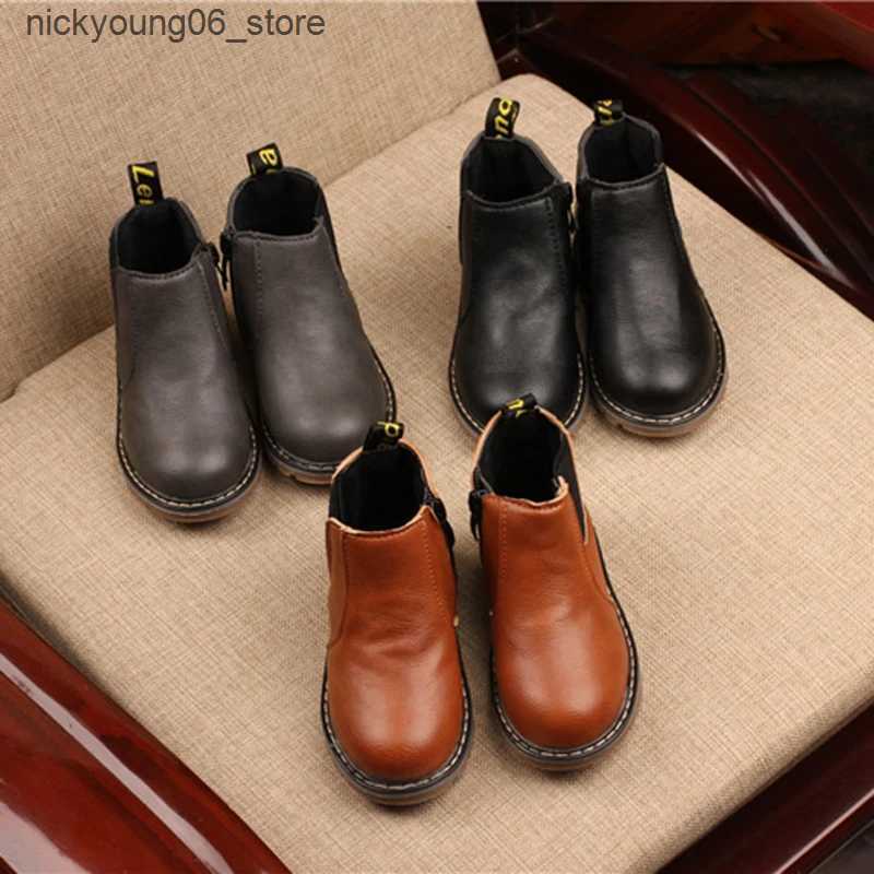 Boots Fashion Children Kids Boots Spring Autumn Teen Girls Booties With Zip Boys Snow Boots PU Leather Sneakers Outdoor Shoes L240910