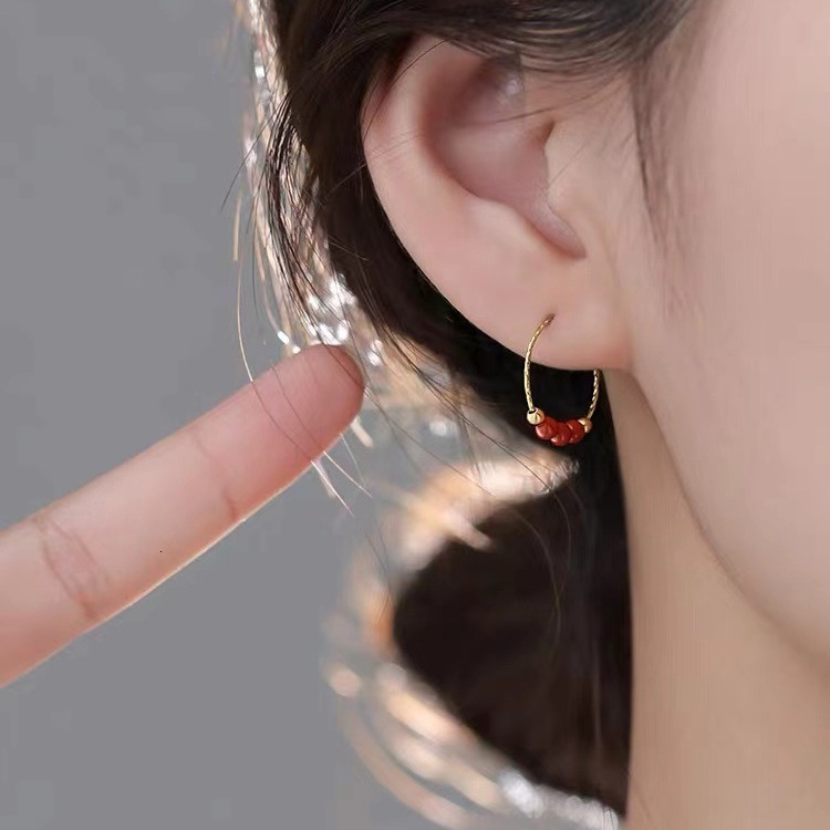 Pure sier needle, New Year earrings, 2024 new niche earrings