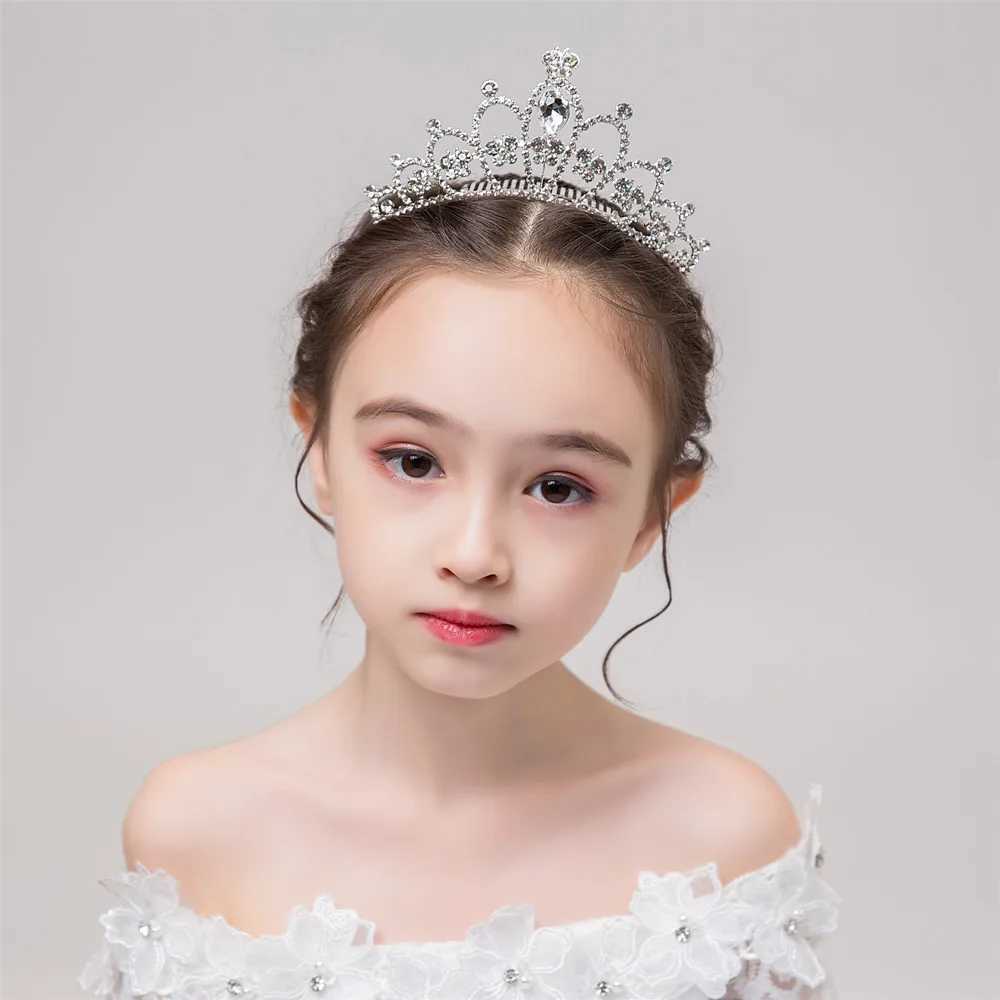 Childrens Mini Crown Haircomb Crystal Princess Crown Bridal Headpiece Womens Water Diamond Pearl Wedding Headpiece W241007
