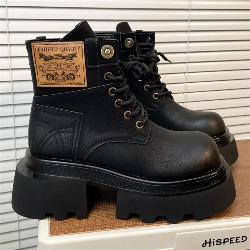 2024 New Free Shipping Boots Martin Boots Suitable For Women In Black Brown Beige Height Increasing Versatile Sizes 35-40