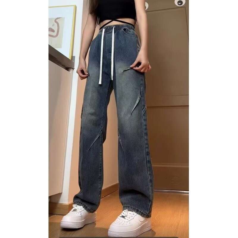 Hong Kong Trendy Men's Summer New 2024 Personalized Jeans Hip Hop Ins Trendy High Street Trendy Handsome Casual Pants Ba0