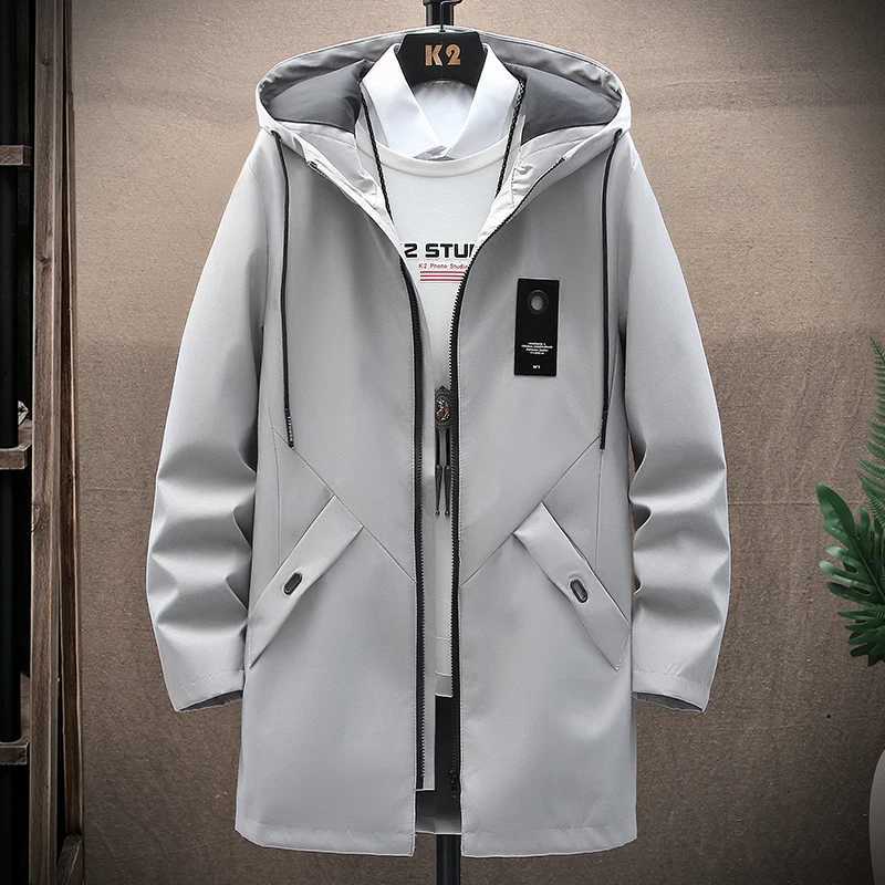 New Mens Casual Long Jackets Coats Hooded Streetwear Hip Hop Windbreaker Outwear Jacket Men Spring Autumn Mens Clothing 2025 W250524