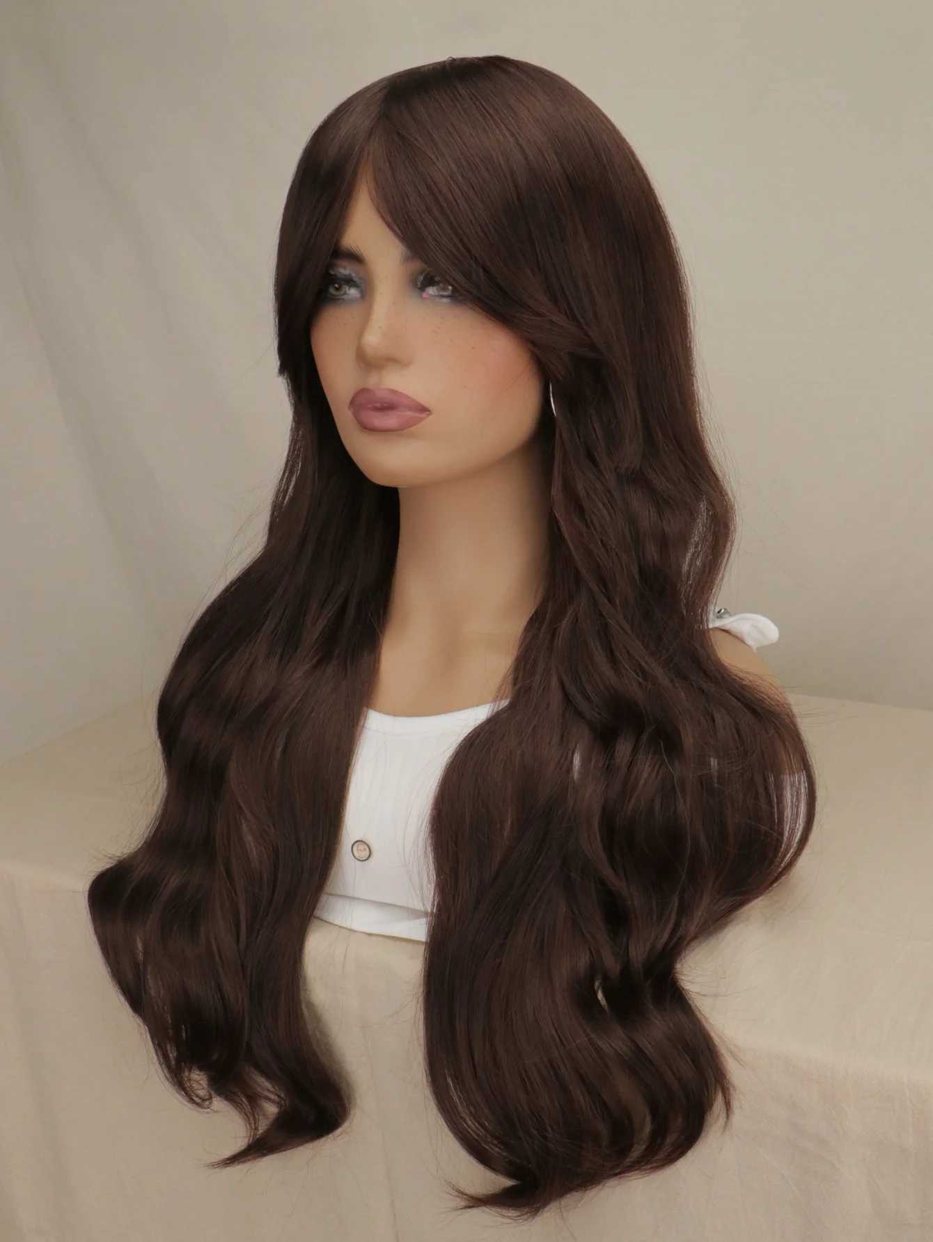 Women Long Wavy Cosplay Wig Red Rose Pink Black Blue Sliver Gray Brown Temperature Synthetic Hair WigsXJ241008