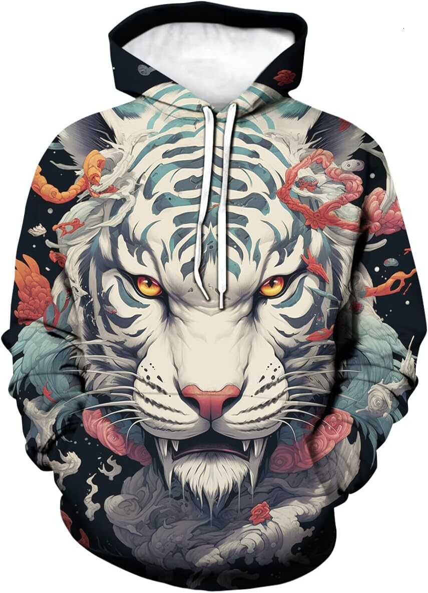 Hoodie for Mens Womens Unisex 3D Printing Novelty Animal Pattern Hoodies Tiger Hoodie Sweatshirt Long Sleeve Top Graphic cool