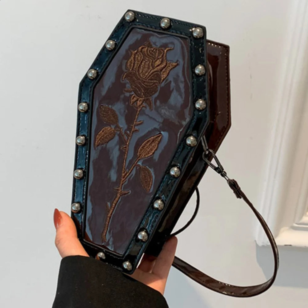 Womens Coffin Handbag Gothic Strap Adjustable Spider Bag Y2K Phone 241008