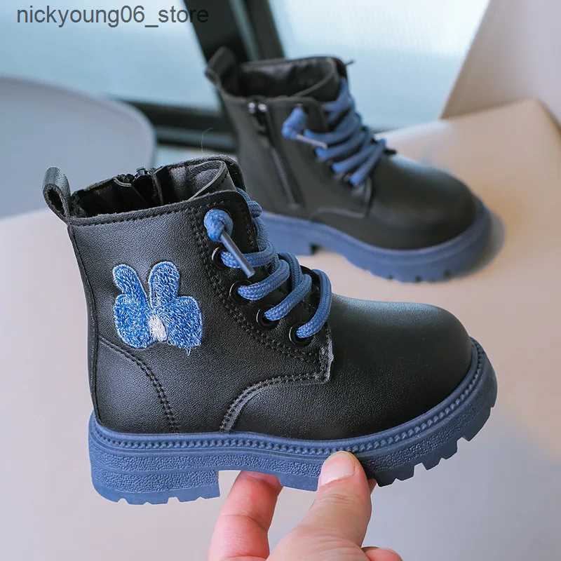 Boots Autumn Kids Ankle Boots Fashion Princess Leather Boots Purple Anti Slip Soft Bottom Girls Shoes Versatile Children Short Boots L240910