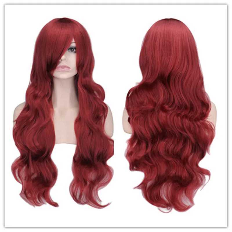 Women Synthetic Hair Red Pink Blue Orange Curly Body Wave Hair for Adult High Temperature Fiber Quality Halloween WigXJ241008