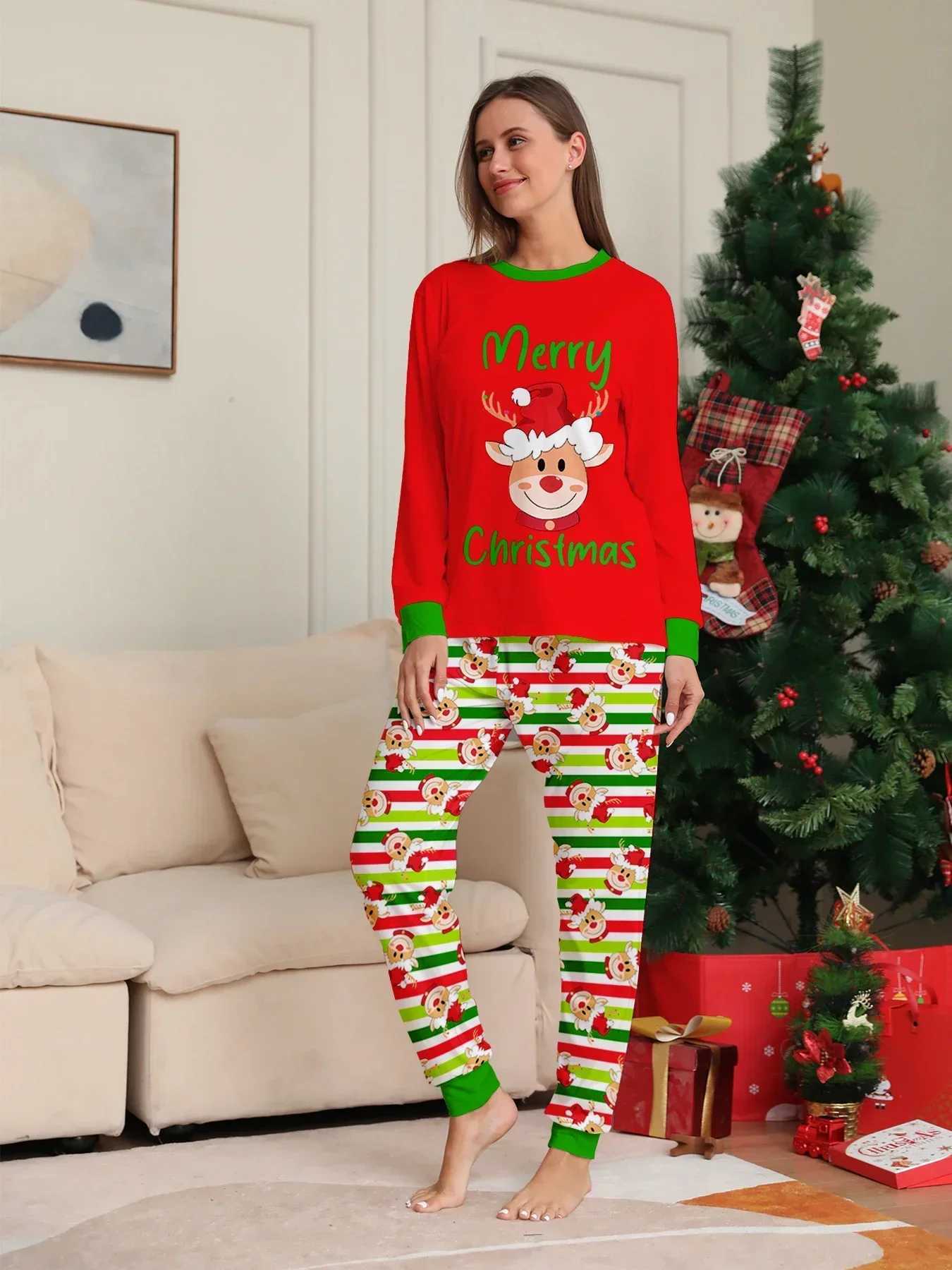 New 2024 Family Cute Cartoon Printed Pajama Set 2-piece Set Pajama Baby Dog Hoodie Home Clothing W241008