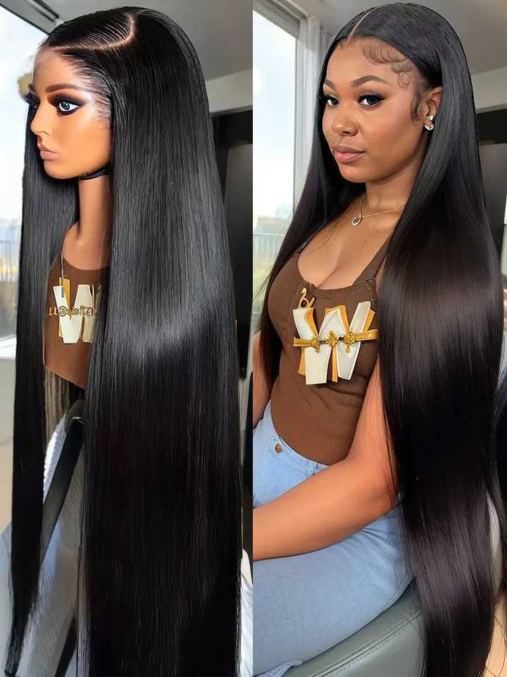 30 32 Inch HD Transparent Bone Straight 13x6 Lace Front Human Hair Wigs Brazilian Remy 13x4 Lace Frontal Glueless Wig For WomenXJ241008