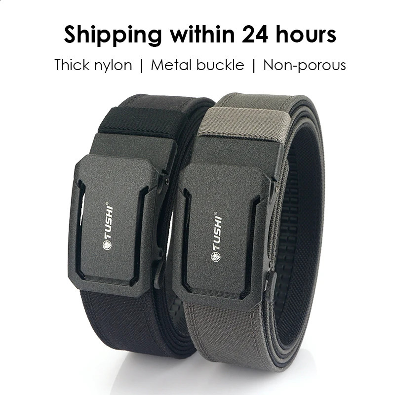 KOLBER mens and womens tactical belt metal automatic buckle black military gun belt thick nylon IPSC waist belt 240925