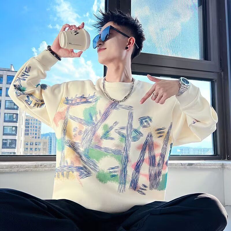 Fashion brand hoodie men's thin soled shirt long sleeved clothes 2024 new autumn and winter indoor T-shirt handsome