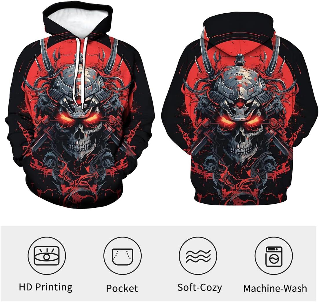 Hoodie for Mens Womens Japanese Samurai Hooded Pullover 3D Printed Novelty Casual Sportswear Hoodies For Men Graphic Hoodies sweatshirt