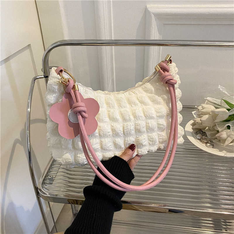 CMM Trendy Temperament Womens Bag Stylish Pleated Casual Armpit Bag Bubble Single Shoulder Handbag Fashion and Versatile Tote Bag