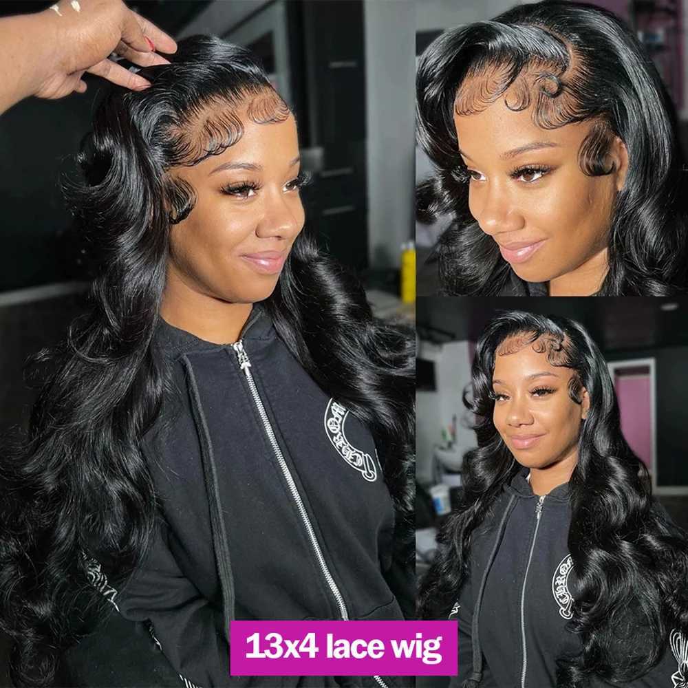 13x4 13X6 Body Wave Transparent Lace Front Wig Bling Hair HD Frontal Wig 180% Density Human Hair 4x4 Lace Closure Wigs For WomenXJ241008