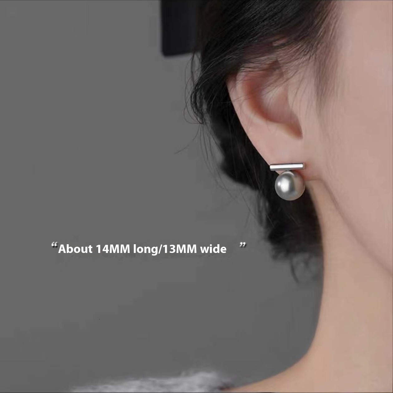 Pure sier needle shaped gray pearl for women 2024 new high-end earrings, light niche earrings