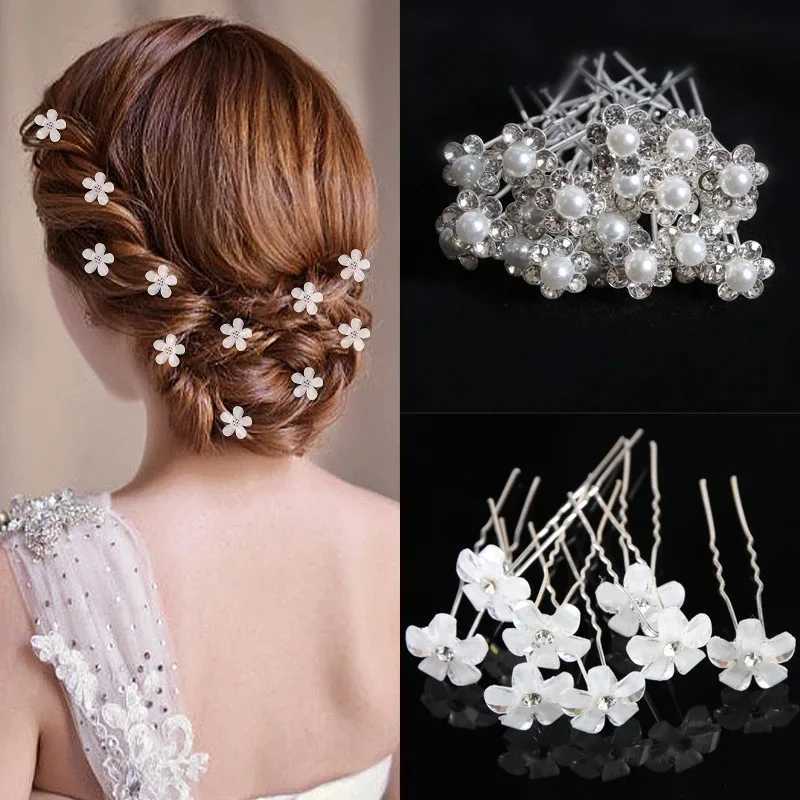 10 fashionable wedding bridal pearl flower transparent crystal rhinestone hair clip bridal hair accessories W241007